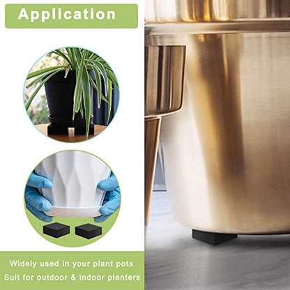 vensovo Invisible Rubber Pot Feet – Square Non-Slip Risers Elevate 3/4 Inch for Drainage & Airflow, 12 Pack Solid Pot Risers for Indoor & Outdoor Planters, Garden, Patio, Deck Use (2" Size)