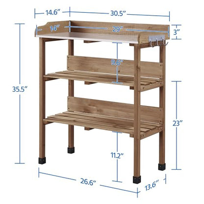 Topeakmart Potting Bench, Metal Top Garden Table for Outdoors,Brown - color: Brown