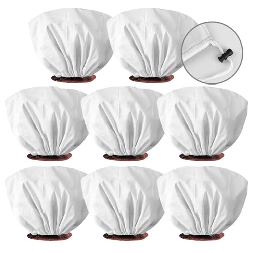 8 Pcs Plant Covers Frost Protection Bag 39.3"X19.6" Winter Reusable Plants Jacket with Drawstring Shrub Protection Wraps Bags Frost Blanket for Winter Outdoor Garden Plants - color: White, size: 39.3 × 19.6 Inch