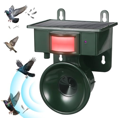 2026 Solar Ultrasonic Bird Repellent Devices Outdoor,Best Bird Deterrent for Pool,Pigeon Repellent for Balcony,Keep Crows Sparrows Starlings Out of Fruit Trees,Swimming Pool,Balcony,Patio,Roof