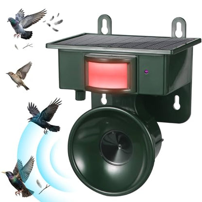 2026 Solar Ultrasonic Bird Repellent Devices Outdoor,Best Bird Deterrent for Pool,Pigeon Repellent for Balcony,Keep Crows Sparrows Starlings Out of Fruit Trees,Swimming Pool,Balcony,Patio,Roof