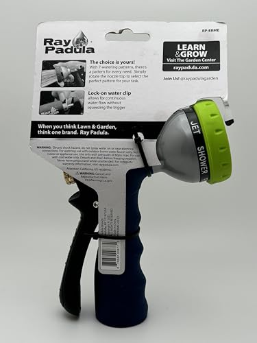 Ray Padula Comfort-Grip Metal 7-Pattern Garden Nozzle, Navy Blue and Green