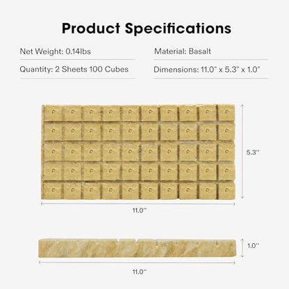 VIVOSUN 1" Rockwool Cubes, 100 Plugs Grow Cubes - size: 1"-100 Plugs