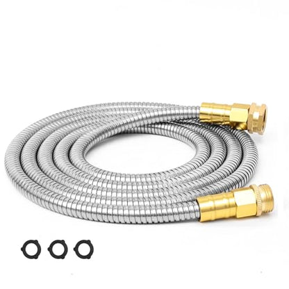 Metal Garden Hose 10ft, Short Stainless Steel Water Hose with Solid Fittings 3/4", Leak-Proof Small Hose for Outdoor,Outside,Yard,Lawn Patio - size: 10ft