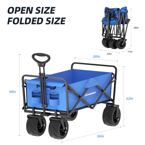 EchoSmile Wagons Carts Foldable Heavy Duty 350Lbs Capacity, Blue - color: Blue-arrow