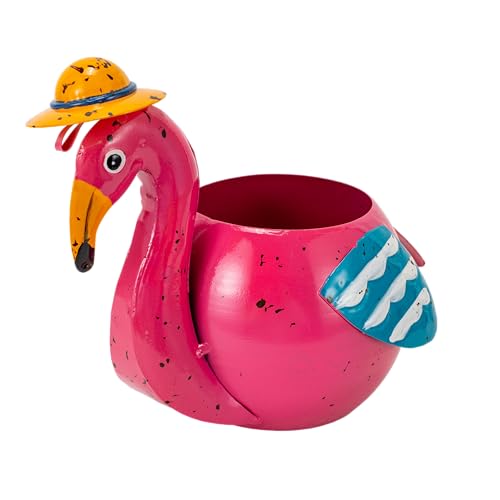 Flamingo Planter Small Succulent Pots Metal Animal Planters - color: Pink Flamingo Planter
