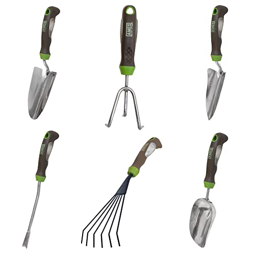 AMES 24451009 6-pc. Ergo Gel Grip Garden Tool Set with Hand Trowel, Weeder, Rake, Transplanter, Scoop & Cultivator - style: Trowel, Weeder, Rake, Transplanter, Scoop & Cultivator