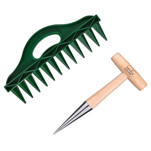 Row Seeder + Pokey Planter Bundle – Garden Row Maker & Dibber Tool for Fast Planting, Straight Rows & Precise Seed Placement