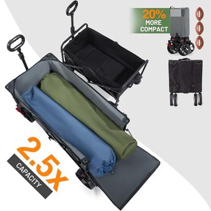 Timber Ridge 47" L Collapsible Folding Wagon with Tailgate & Brake, - color: Gray, size: 250L