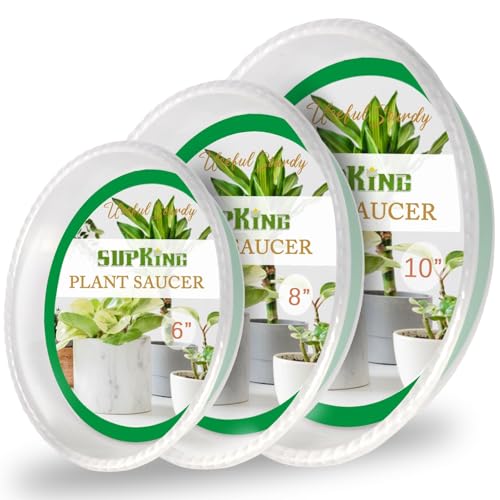 SupKing 9 Pack Plant Saucers (6inch /8inch /10inch), Heavy Sturdy Plant Trays Pot Tray for Indoor Clear Plastic Flower Pot Saucers Thicker Plant Water Drip Trays for pots- Clear - color: Clear, size: 6in/8in/10in