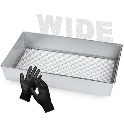 Wide Soil Sifter, 3/8-inch Galvanized Garden Sieve with Gloves - size: 3/8 inch