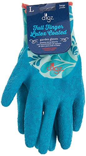 Digz Long Cuff Stretch Knit Garden Gloves with Full Finger Latex Coating - size: Large (Pack of 1)