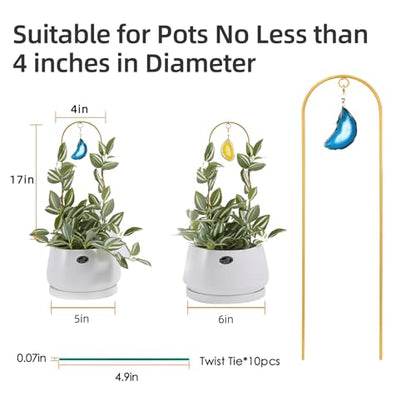 2PCS Small Gold Plant Trellis for Indoor Potted Climbing Plants with Agate - color: 04-Yellow Blue