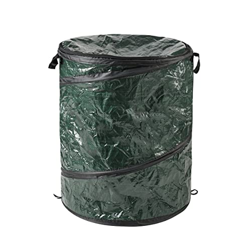 Wakeman Pop Up Outdoor Garbage Can, Black, 29.5 Gallon - color: Green, size: 29.5-Gallon