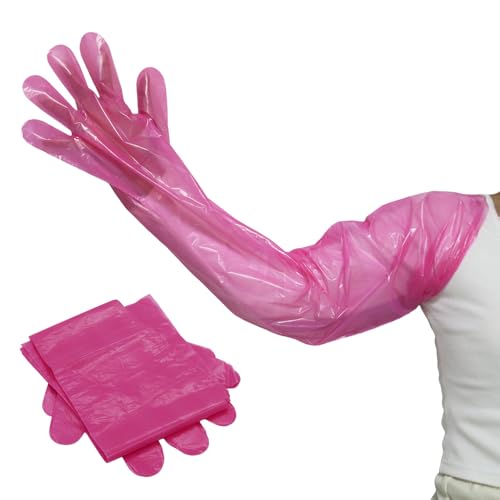 Long Disposable Gloves 50pcs Shoulder Length Gloves Long Arm for Cleaning Pet Animal Examination Protection Glove