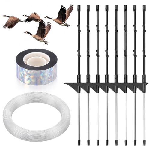 Geese Bird Deterrent Devices Fence System Kit, Post Wire Tape