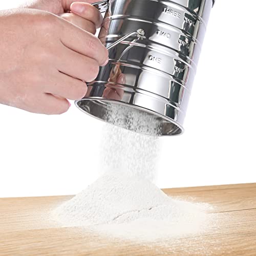 Toresano Flour Sifter, Hand Crank Sifter for Baking with Fine Mesh Rotary