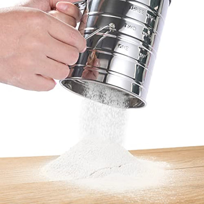 Toresano Flour Sifter, Hand Crank Sifter for Baking with Fine Mesh Rotary