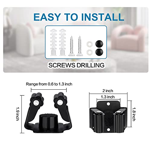 JAMEND CLXP 12PCS Broom and Mop Holder, Heavy Duty Garden Tool Organizer Rack Rake and Shovel Handle, Stainless Steel Mop Hanger. Wall Mounted with Screws.Matte Black - color: Matte Black, size: 12