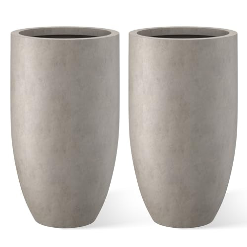 Kante Set of 2 Weathered Concrete Round Planters 24" Tall Home & Outdoor - color: Weathered Concrete, size: 24" Tall (2 Pack)
