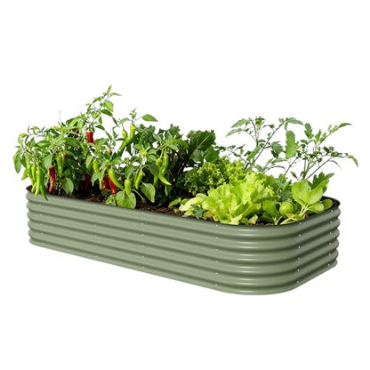 Vego garden Raised Garden Bed Kit, 17" Tall 10 in 1 Jumbo Modular Metal Raised Garden Beds, Metal Planter Box for Vegetables, Flowers, Herbs, Olive Green - color: Olive Green