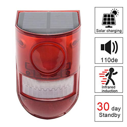 2 Pack Solar Sound and Light Alarm Motion Sensor, 129db Outdoor Security Siren Waterproof Activated Detector Driveway Alarm, 6 LEDs Flash Warning Strobe System, Security Light Alarm for Home, Farm