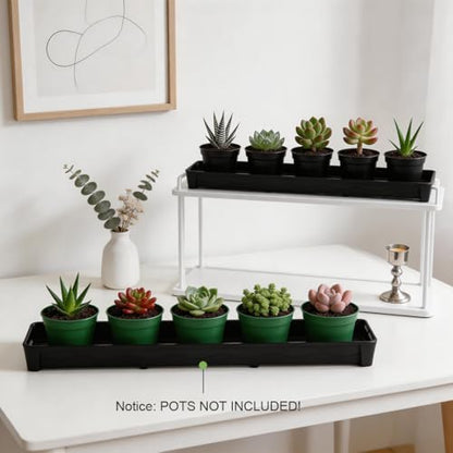 RooTrimmer 10 Pack Plastic Windowsill Saucer (17"x3"x1.5"), Rectangular Window Sill Plant Pot Trays with Removable Drainage Hole, Thick Plant Saucer Tray for 2.8 inch (7CM) Flower Nursery Pots (Black) - size: Trays (17"x3"x1.5") for 2.8 Inch Pots-10 Pack