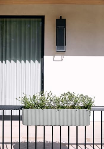 Veradek Demi Series Railing Planter - Round Window Box with Bracket - color: Gray, size: 36 inch