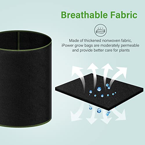 iPower 3-Gallon 10-Pack Grow Bag Thickened Nonwoven Fabric Pots Heavy Duty Aeration Container with Strap Handles for Garden and Planting Vegetable Flowers, Black with Green Stitch Sewing - color: Green, size: 3 Gallon