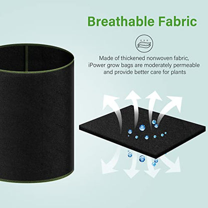 iPower 3-Gallon 10-Pack Grow Bag Thickened Nonwoven Fabric Pots Heavy Duty Aeration Container with Strap Handles for Garden and Planting Vegetable Flowers, Black with Green Stitch Sewing - color: Green, size: 3 Gallon
