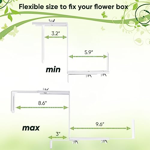 Adjustable Planter Box Bracket, Flower Box Holder Brackets for Deck Railing - size: 4 Pack White