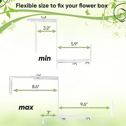 Adjustable Planter Box Bracket, Flower Box Holder Brackets for Deck Railing - size: 4 Pack White