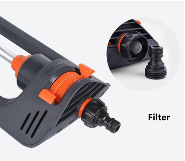 Oscillating Lawn Sprinkler with 19 Hole Brass Nozzles, Covers up to 8-10m, Includes Spray Jet Cleaning Needle