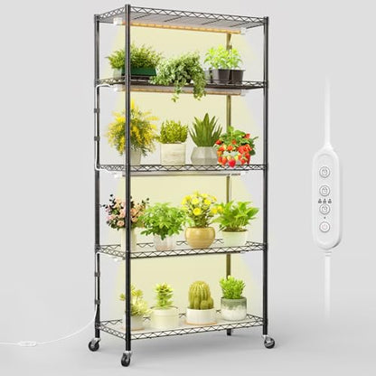 FREELICHT Plant Stand with Grow Light 5-Tier, 4×30W 5000K, 29.5x13.8x61.5IN - size: 29.5x13.8x61.5IN