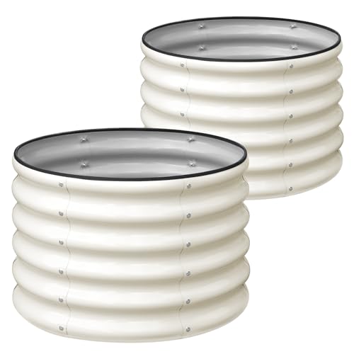 SnugNiture 2×2×1.5 FT 2 PCS Round Raised Garden Bed Outdoor,White - color: White, size: 2×2×1.5ft(2 Pack)