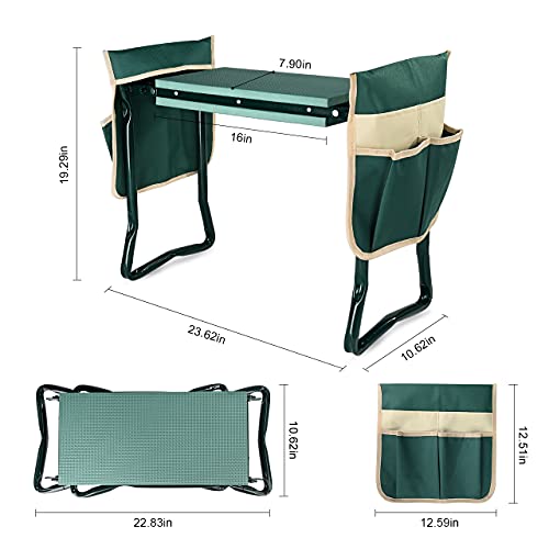 KVR Upgraded Garden Kneeler and Seat with Thicken & Widen Soft Kneeling Pad,Heavy Duty Foldable Gardener Stool with 2 Tool Pouches,Gardening Gifts for Women Mom Men Seniors¡­… - size: ModelZA