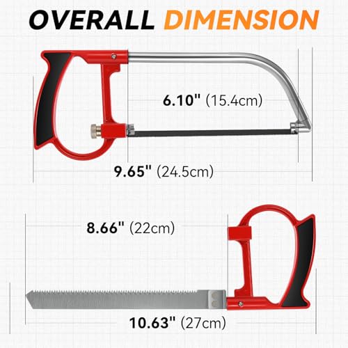 Auto Dynasty Hacksaw Frame Set, 7pcs Heavy Duty Handsaw with 6/8 inch Mini Hacksaw and 6 Extra Blades, Multi-function Hand Saw for Cutting Wood, Sawing, Trimming, Gardening, Drywall, Plastic Pipes - style: 7pc Hacksaw Frame Set