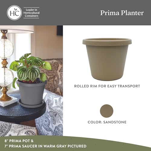 The HC Companies Prima Round Planter Pot, 20 Inch, Sandstone, 2-Pack