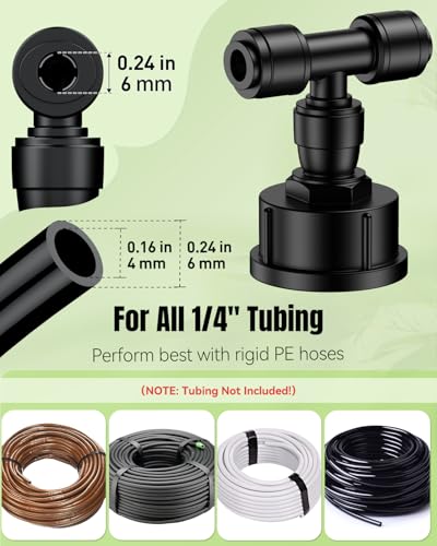 Pawfly 10 Pcs 3/4" to 1/4" Drip Irrigation Faucet Adapters, Quick Connect 3/4" FHT Faucet to 1/4" Tubing Connectors, Push-to-Fit Garden Hose Adapters, Anti-Leak Drip Irrigation Hose Connectors - size: 10pcs Dual-Port Adapters