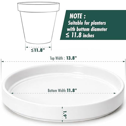 D'vine Dev Ceramic Plant Saucer/Drainage Tray, 11.8 in, White, 97-T-A-6 - color: White, size: 11.8" (1 Pack)