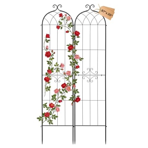 VEVOR Garden Trellis, 87 x 20 inch Rose Trellis, 2 Packs Garden Flower Rose Trellises with Powder-Coated Finish & Convenient Locking Design, Plant Support Trellises for Flowers, Vegetables, Roses - color: 2 Packs-Style2, size: 87''H x 20''W