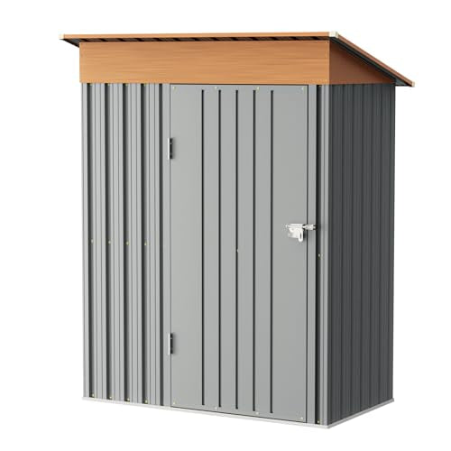 Verdeluxe 5x3FT Outdoor Storage Shed with Lockable Door(Matte Gray) - size: 5*3FT(Base Not Included)