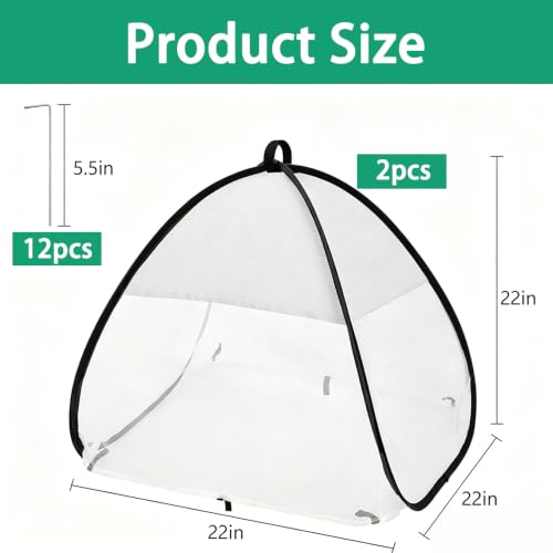 2PCS Pop Up Insect Barrier Plant Cover Tent,Garden Plant Protectors Mesh (White) - color: White