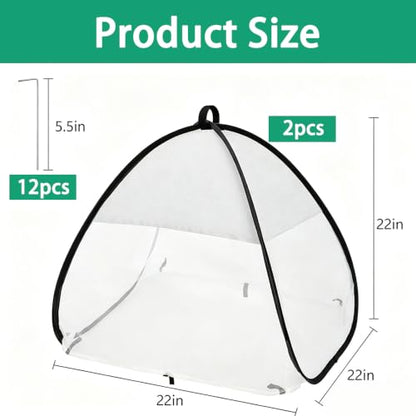2PCS Pop Up Insect Barrier Plant Cover Tent,Garden Plant Protectors Mesh (White) - color: White