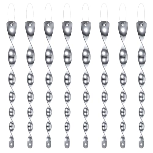 8Pcs Woodpecker Bird Scare Devices, Weather-Resistant Reflective Rods with Spiraling Light Flashes, Reflective Scare Rods Control Device to and Woodpecker Away from Trees, Porch
