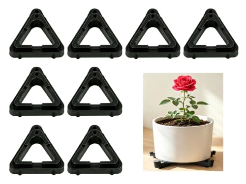 16 Pcs Large Plant Pot Feet - Heavy Duty Pot Risers for Drainage & Air Circulation, Adjustable Stackable Flower Pot Riser, Invisible Plant Stand Elevator for Indoor Outdoor Garden Patio (Black)