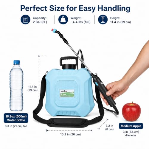 2 Gallon Battery Powered Garden Sprayer, Electric Sprayer with Retractable Wand & 4 Nozzles, USB Rechargeable 2000mAh Sprayer for Weeds, Pest Control, Fertilizing and Cleaning