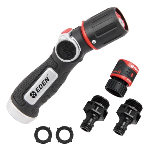 Eden PRO Metal Straight 4-Pattern Hose Nozzle: Thumb Operated, Turbo Spray - style: Straight Thumb Control