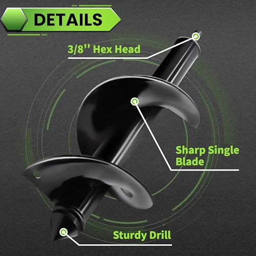 5PCS Garden Auger Drill Bit Set - 1.6x9 &1.6x16& 4x12 &3.5x16 & 2x32 inch - color: Black, size: 5PCS-1.6x9 & 1.6x16 & 4x12 & 3.5x16 & 2x32 in