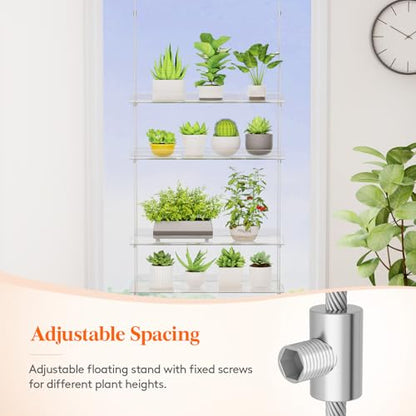 Lifewit 2-Tier Window Plant Shelves, 15" Acrylic Adjustable Hanging Shelf - size: 2-Tier